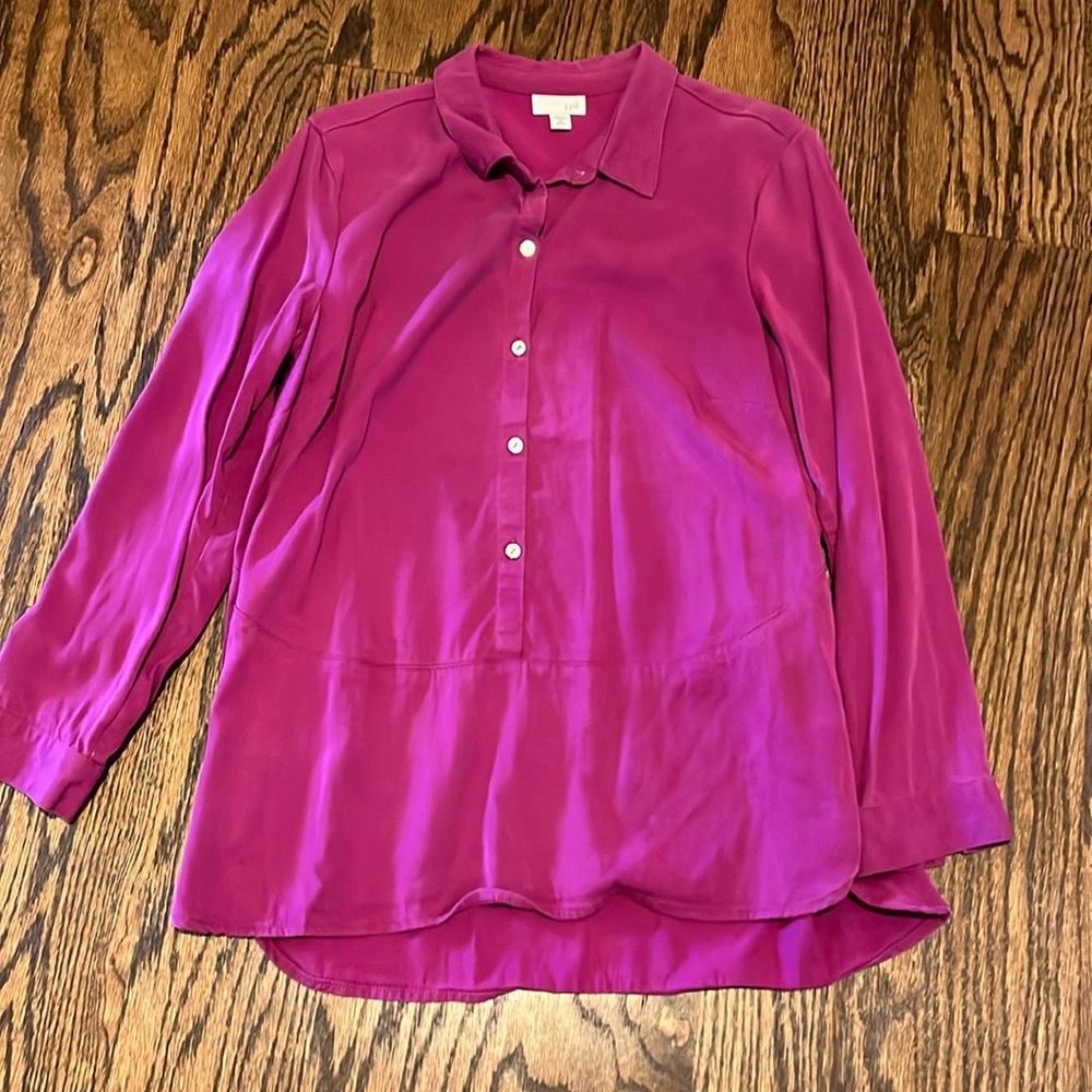 J. Jill 5 Button LS Blouse - Maroon - Size Medium Petite